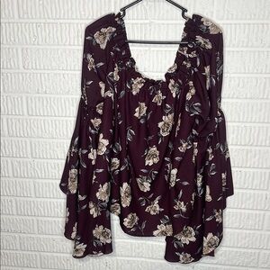 Truth NYC Floral Burgundy Women's Cropped Top